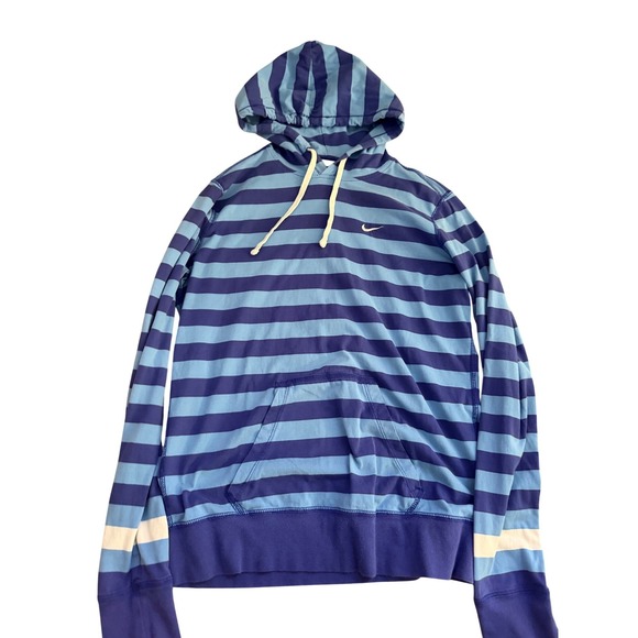 Nike Other - Vintage Nike Athletic Dept Striped Hoodie Blue Purple Swoosh Pullover Mens Large